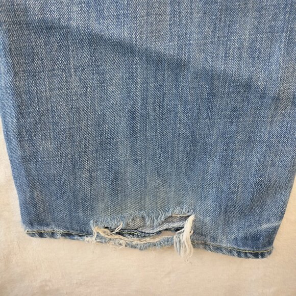 Abercrombie Fitch Mens Low Rise Boot Cut Jeans Size 33x34 Blue denim Distressed - Picture 8 of 16